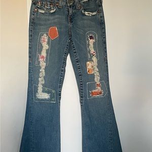 True Religion unique patchwork jeans